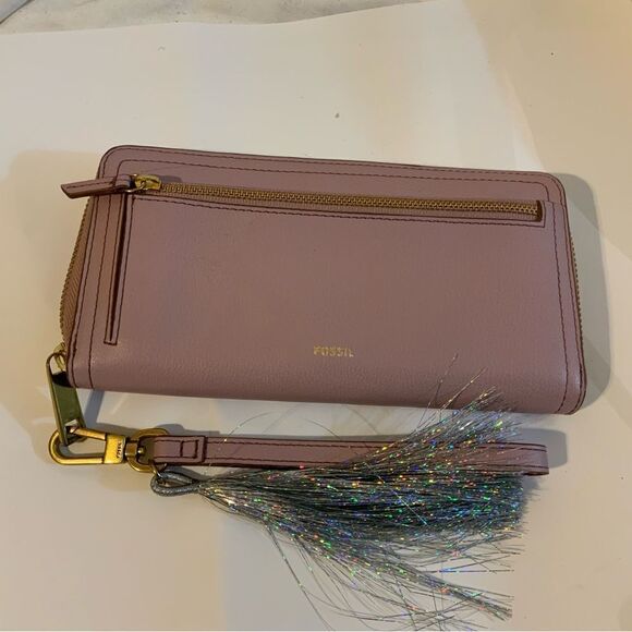 Fossil Logan RFID Zip Around Women's Clutch - Orchid Tint 8”x4” - Picture 7 of 7